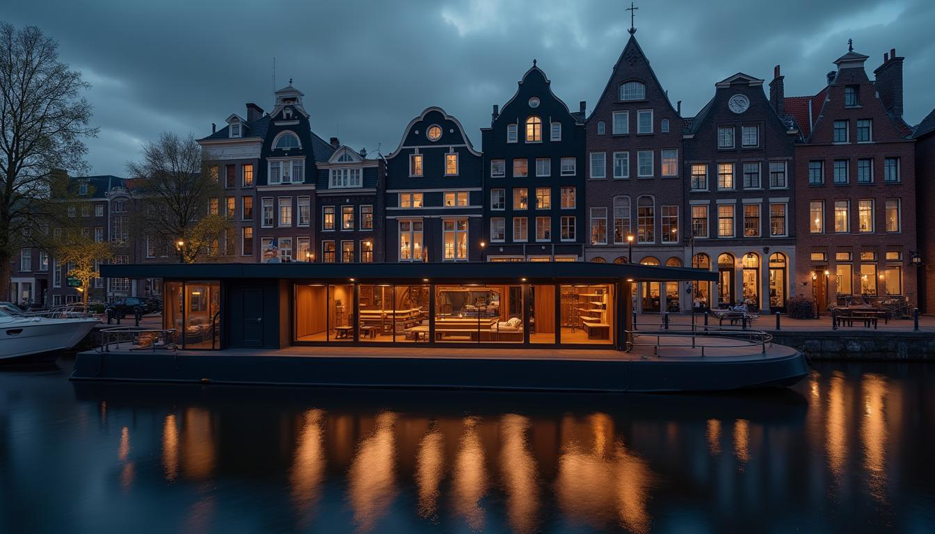 Hausboot mit Terrasse und Abendlicht – Platzhalterbild