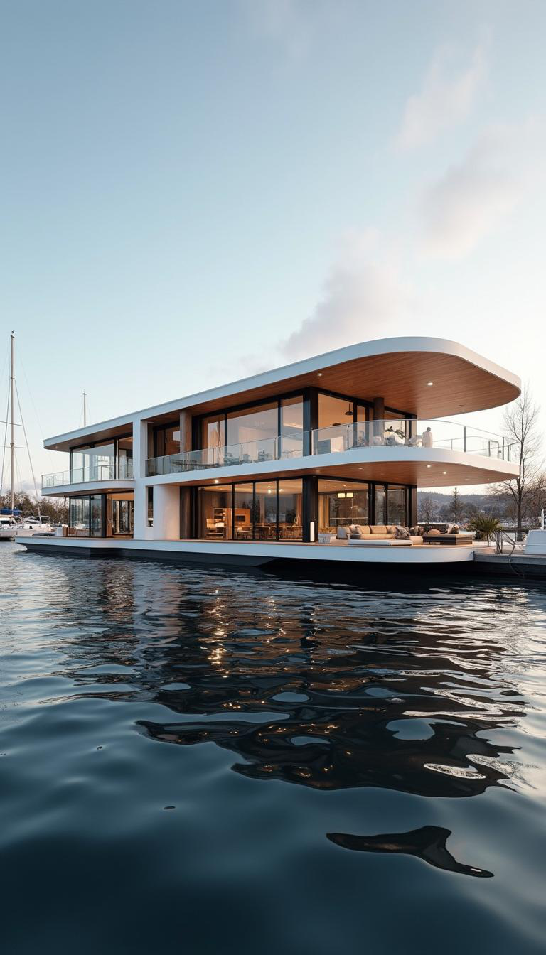 Abendstimmung mit Hausbooten und Anleger – Platzhalterbild