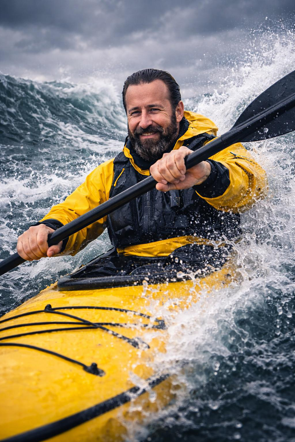 Gruppe von Paddlern im Trockenanzug – Platzhalterbild